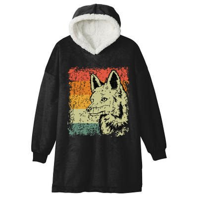 Retro Fox Gift Vintage Fox Hooded Wearable Blanket