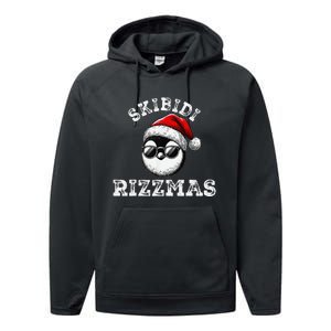 Rizzmas Funny Gen Alpha Slang Christmas Penguin Gift Performance Fleece Hoodie