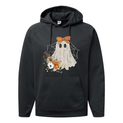 Retro Floral Ghost Cute Halloween Costume Funny Graphic Performance Fleece Hoodie