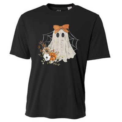 Retro Floral Ghost Cute Halloween Costume Funny Graphic Cooling Performance Crew T-Shirt