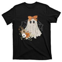 Retro Floral Ghost Cute Halloween Costume Funny Graphic T-Shirt