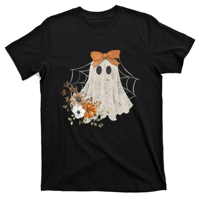 Retro Floral Ghost Cute Halloween Costume Funny Graphic T-Shirt