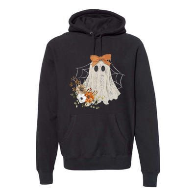 Retro Floral Ghost Cute Halloween Costume Funny Graphic Premium Hoodie