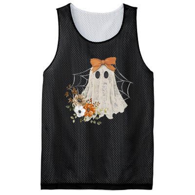 Retro Floral Ghost Cute Halloween Costume Funny Graphic Mesh Reversible Basketball Jersey Tank