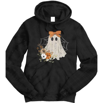 Retro Floral Ghost Cute Halloween Costume Funny Graphic Tie Dye Hoodie