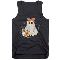 Retro Floral Ghost Cute Halloween Costume Funny Graphic Tank Top