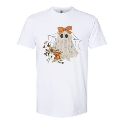 Retro Floral Ghost Cute Halloween Costume Funny Graphic Softstyle CVC T-Shirt