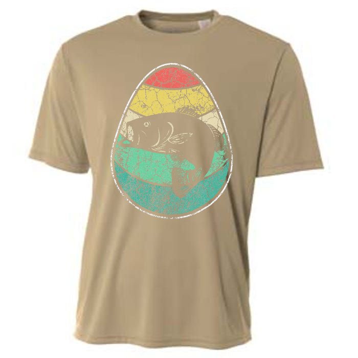 Retro Fisherman Gifts For Easter Egg Bass Fishing Cooling Performance Crew T-Shirt