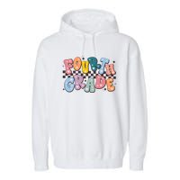 Retro Fourth Grade For Teacher Student Garment-Dyed Fleece Hoodie