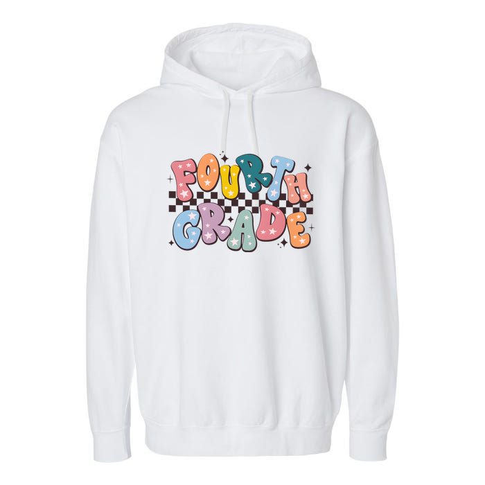 Retro Fourth Grade For Teacher Student Garment-Dyed Fleece Hoodie