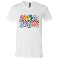 Retro Fourth Grade For Teacher Student V-Neck T-Shirt