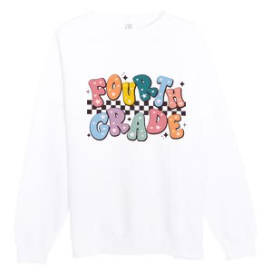 Retro Fourth Grade For Teacher Student Premium Crewneck Sweatshirt