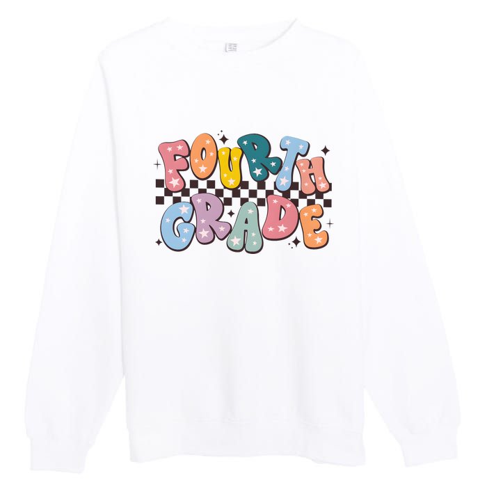 Retro Fourth Grade For Teacher Student Premium Crewneck Sweatshirt