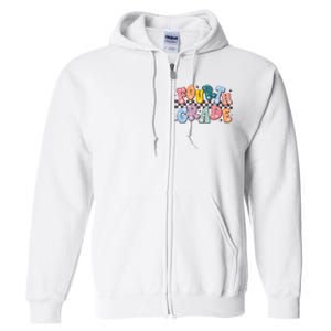 Retro Fourth Grade For Teacher Student Full Zip Hoodie