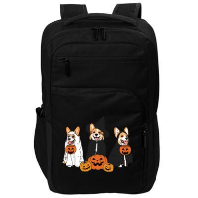 Retro Funny Ghost And Witch Corgi Dog Pumpkin Halloween Cute Sweatshirt Impact Tech Backpack