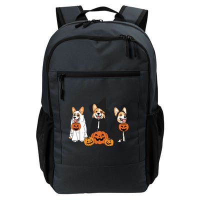 Retro Funny Ghost And Witch Corgi Dog Pumpkin Halloween Cute Sweatshirt Daily Commute Backpack