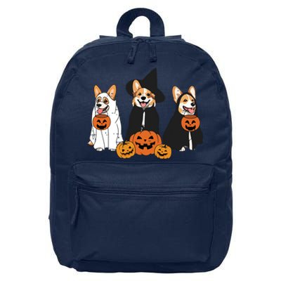 Retro Funny Ghost And Witch Corgi Dog Pumpkin Halloween Cute Sweatshirt 16 in Basic Backpack