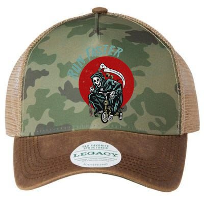 Run Faster Grim Reaper Last Responder Funny Dark Humor Gift Legacy Tie Dye Trucker Hat