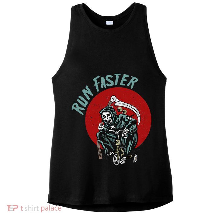Run Faster Grim Reaper Last Responder Funny Dark Humor Gift Ladies PosiCharge Tri-Blend Wicking Tank