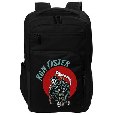 Run Faster Grim Reaper Last Responder Funny Dark Humor Gift Impact Tech Backpack