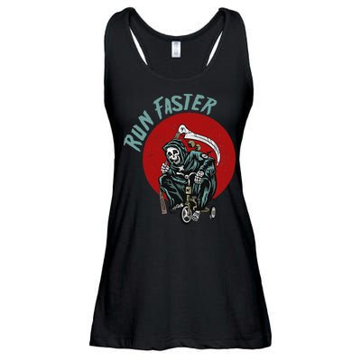 Run Faster Grim Reaper Last Responder Funny Dark Humor Gift Ladies Essential Flowy Tank