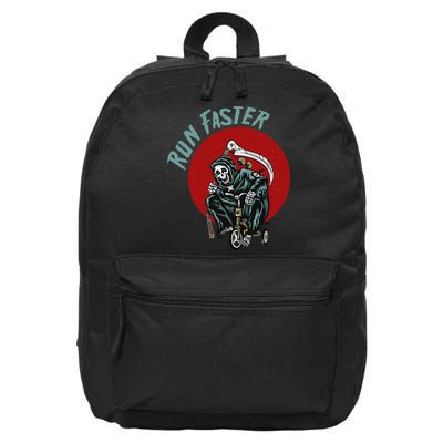 Run Faster Grim Reaper Last Responder Funny Dark Humor Gift 16 in Basic Backpack