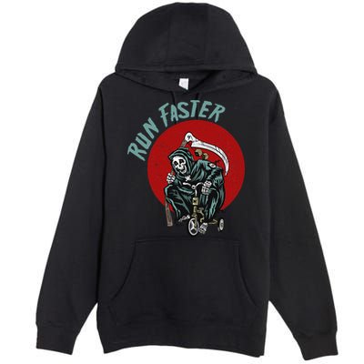 Run Faster Grim Reaper Last Responder Funny Dark Humor Gift Premium Pullover Hoodie