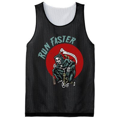 Run Faster Grim Reaper Last Responder Funny Dark Humor Gift Mesh Reversible Basketball Jersey Tank