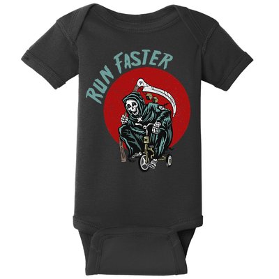 Run Faster Grim Reaper Last Responder Funny Dark Humor Gift Baby Bodysuit
