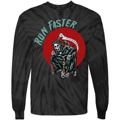 Run Faster Grim Reaper Last Responder Funny Dark Humor Gift Tie-Dye Long Sleeve Shirt