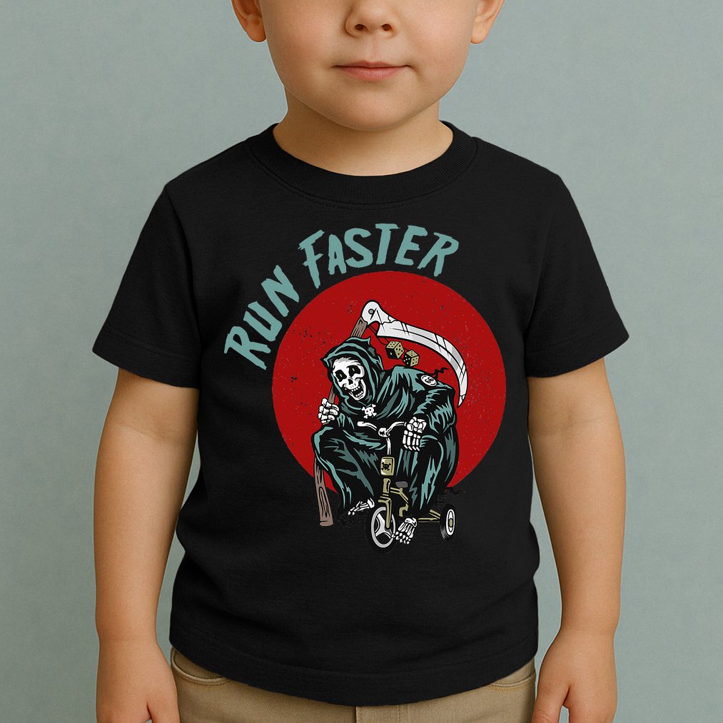 Run Faster Grim Reaper Last Responder Funny Dark Humor Gift Toddler T-Shirt