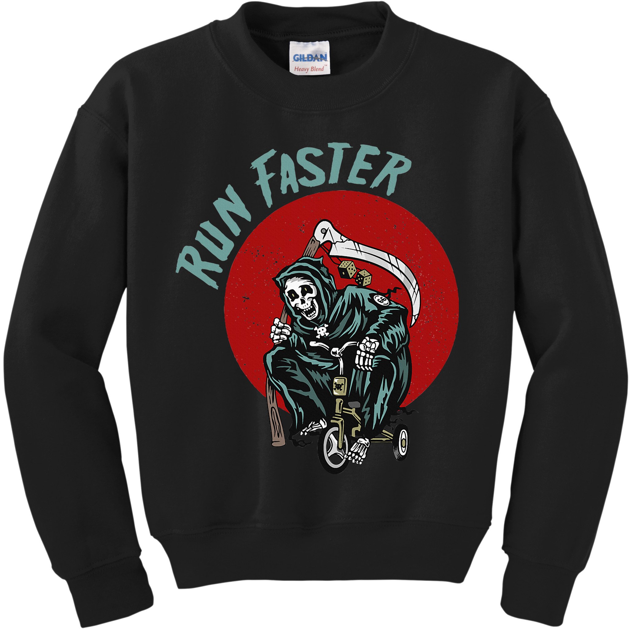 Run Faster Grim Reaper Last Responder Funny Dark Humor Gift Kids Sweatshirt