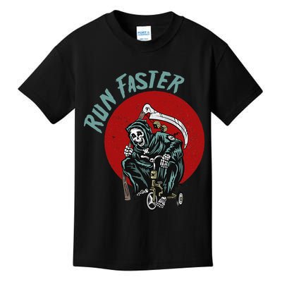Run Faster Grim Reaper Last Responder Funny Dark Humor Gift Kids T-Shirt