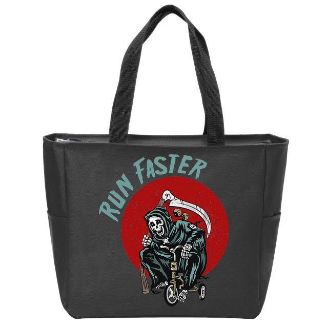 Run Faster Grim Reaper Last Responder Funny Dark Humor Gift Zip Tote Bag