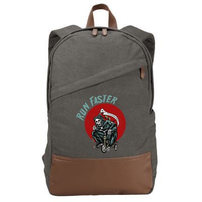 Run Faster Grim Reaper Last Responder Funny Dark Humor Gift Cotton Canvas Backpack