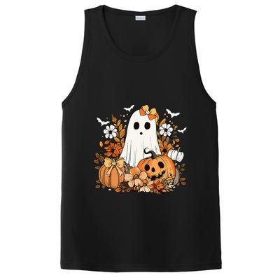 Retro Floral Ghost Cute Pumpkin Autumn Halloween PosiCharge Competitor Tank