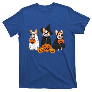 Retro Funny Ghost And Witch Corgi Dog Pumpkin Halloween Cute T-Shirt