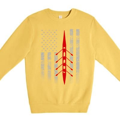 Rowing Flag Gift Rowing Boat Flag Hooded Meaningful Gift Premium Crewneck Sweatshirt