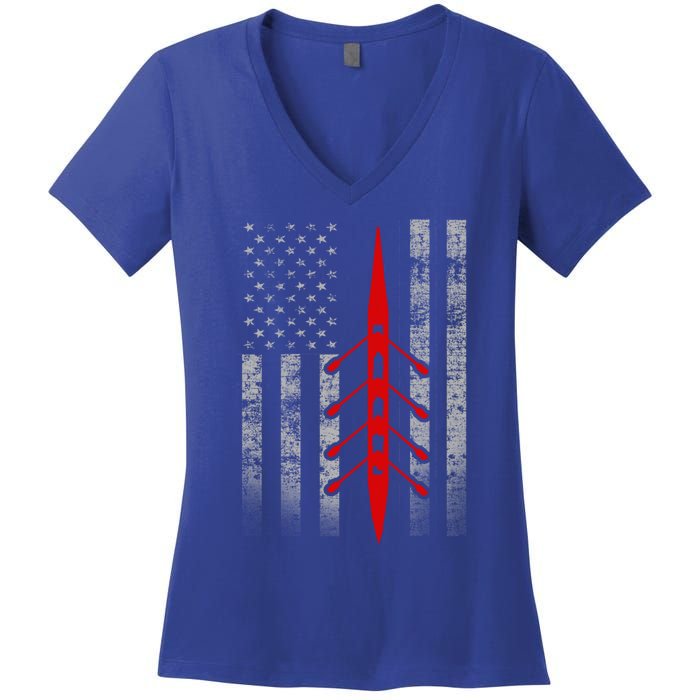 Rowing Flag Gift Rowing Boat Flag Hooded Meaningful Gift Women's V-Neck T-Shirt