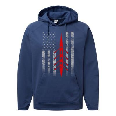 Rowing Flag Gift Rowing Boat Flag Hooded Meaningful Gift Performance Fleece Hoodie