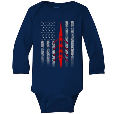 Rowing Flag Gift Rowing Boat Flag Hooded Meaningful Gift Baby Long Sleeve Bodysuit