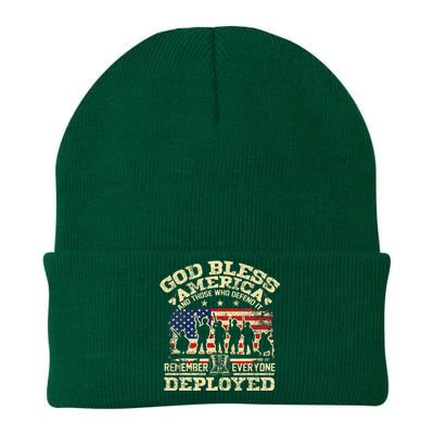 RED Friday God Bless America Remember Everyone Deployed Knit Cap Winter Beanie