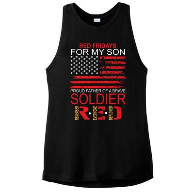 Red Friday Gift Proud Father Of Military Soldier Son Gift Ladies PosiCharge Tri-Blend Wicking Tank