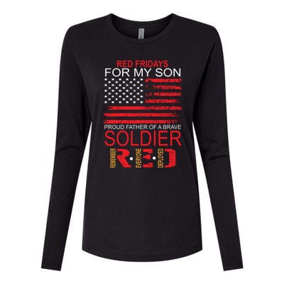 Red Friday Gift Proud Father Of Military Soldier Son Gift Womens Cotton Relaxed Long Sleeve T-Shirt