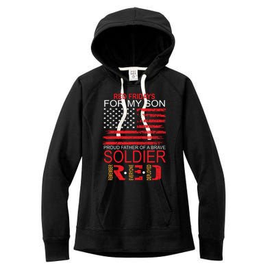 Red Friday Gift Proud Father Of Military Soldier Son Gift Women's Fleece Hoodie