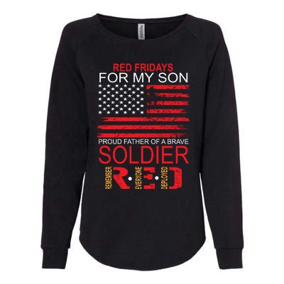 Red Friday Gift Proud Father Of Military Soldier Son Gift Womens California Wash Sweatshirt