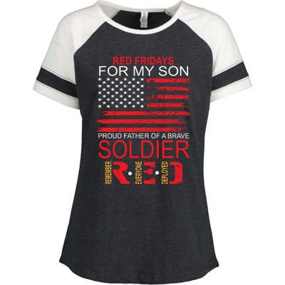 Red Friday Gift Proud Father Of Military Soldier Son Gift Enza Ladies Jersey Colorblock Tee