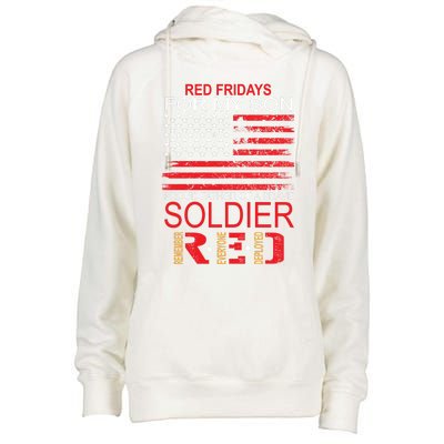 Red Friday Gift Proud Father Of Military Soldier Son Gift Womens Funnel Neck Pullover Hood