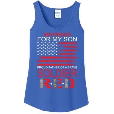 Red Friday Gift Proud Father Of Military Soldier Son Gift Ladies Essential Tank