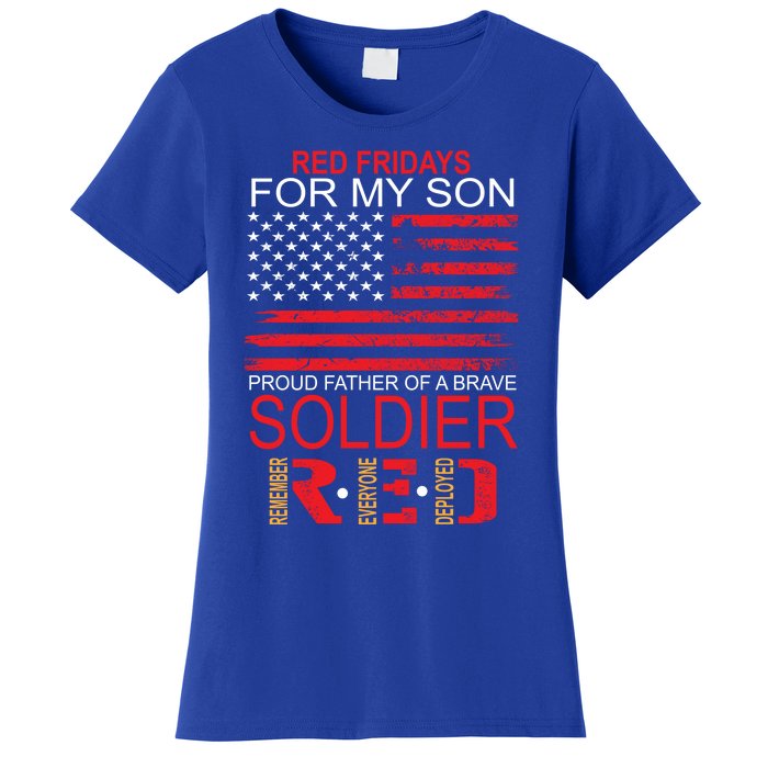 Red Friday Gift Proud Father Of Military Soldier Son Gift Women's T-Shirt